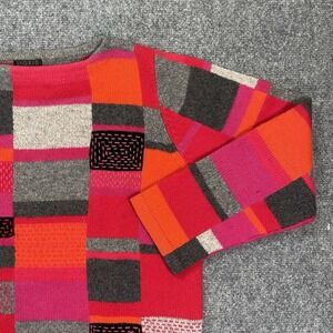 Sigrid Olsen Vintage Patchwork Sweater Size Medium Wool Colorful Lagenlook